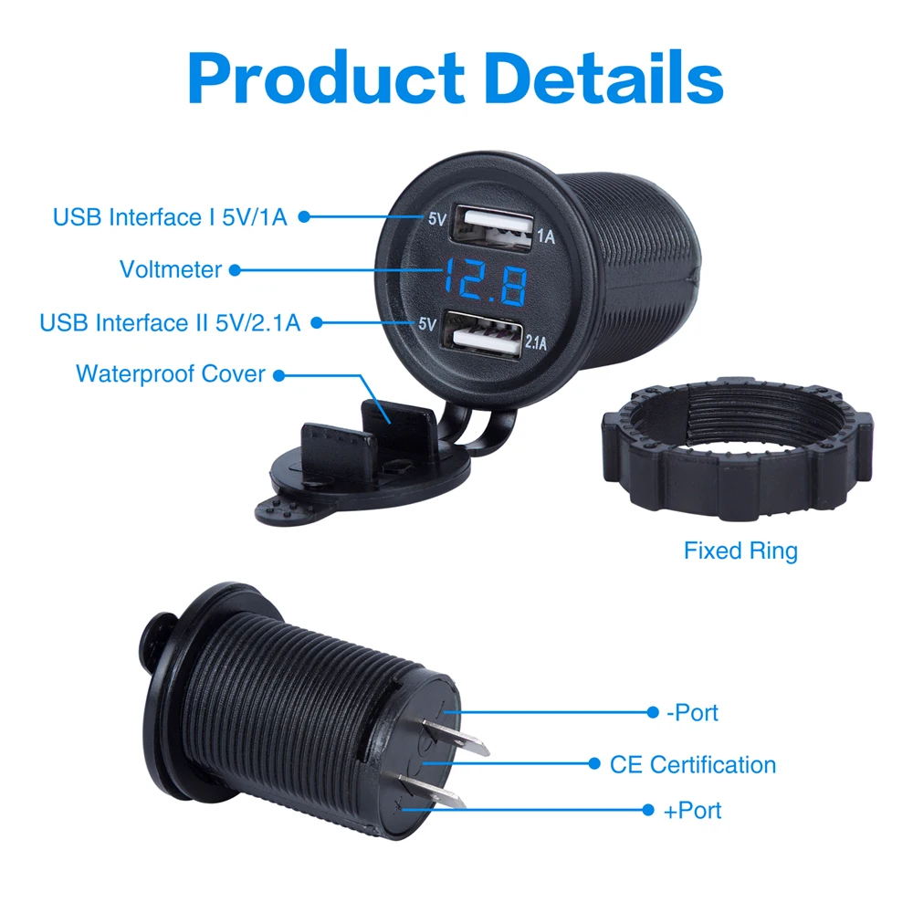 Мотоциклетная Зажигалка для автомобильного прикуривателя USB зарядное