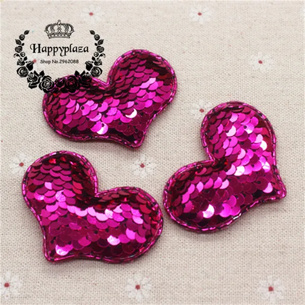 hot pink 10pcs 10 шт. 6 см блестки Сердце Мягкие патчи Аппликации для одежды Швейные принадлежности "сделай сам" украшение для волос бант - Цвет: hot pink 10pcs