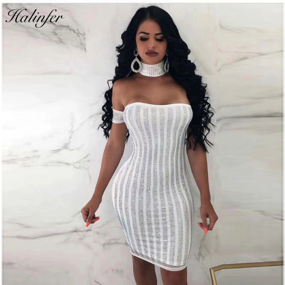 Halinfer2018 высококачественное сексуальное женское платье с воротником-лодочкой