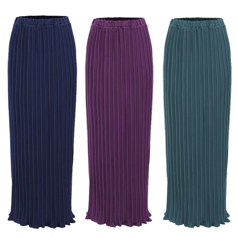 Faldas Largas Verano Mujer Moda 2020 Muslim Korean Women Chiffon Pleated Long Skirts Womens Maxi Skirt Jupe Longue Femme