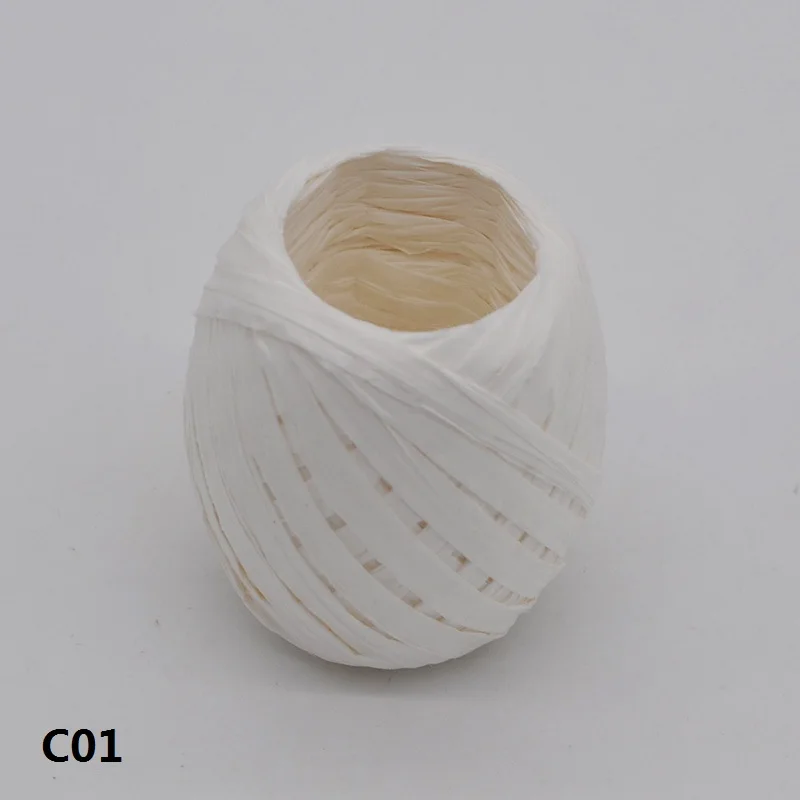 C01 1 шт. 20 м/рулон DIY рафия ленточный шнур веревка для упаковки ладони бумажный канат Подарочная коробка Упаковка Свадебные украшения для вечеринки Cinta Rafia 6Z - Цвет: C01