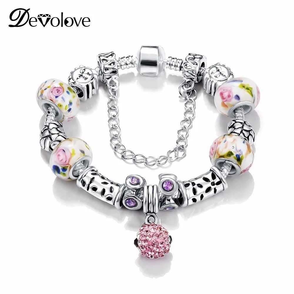 DEVOLOVE старинное серебро Браслеты и браслеты Шарм Подвеска для Для женщин Винтаж