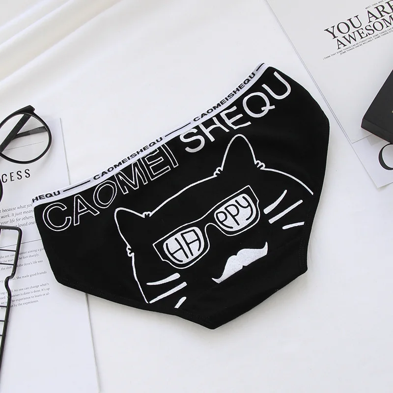 HUI GUAN Cool Cat женское нижнее белье черные и белые женские трусики дышащие мягкие