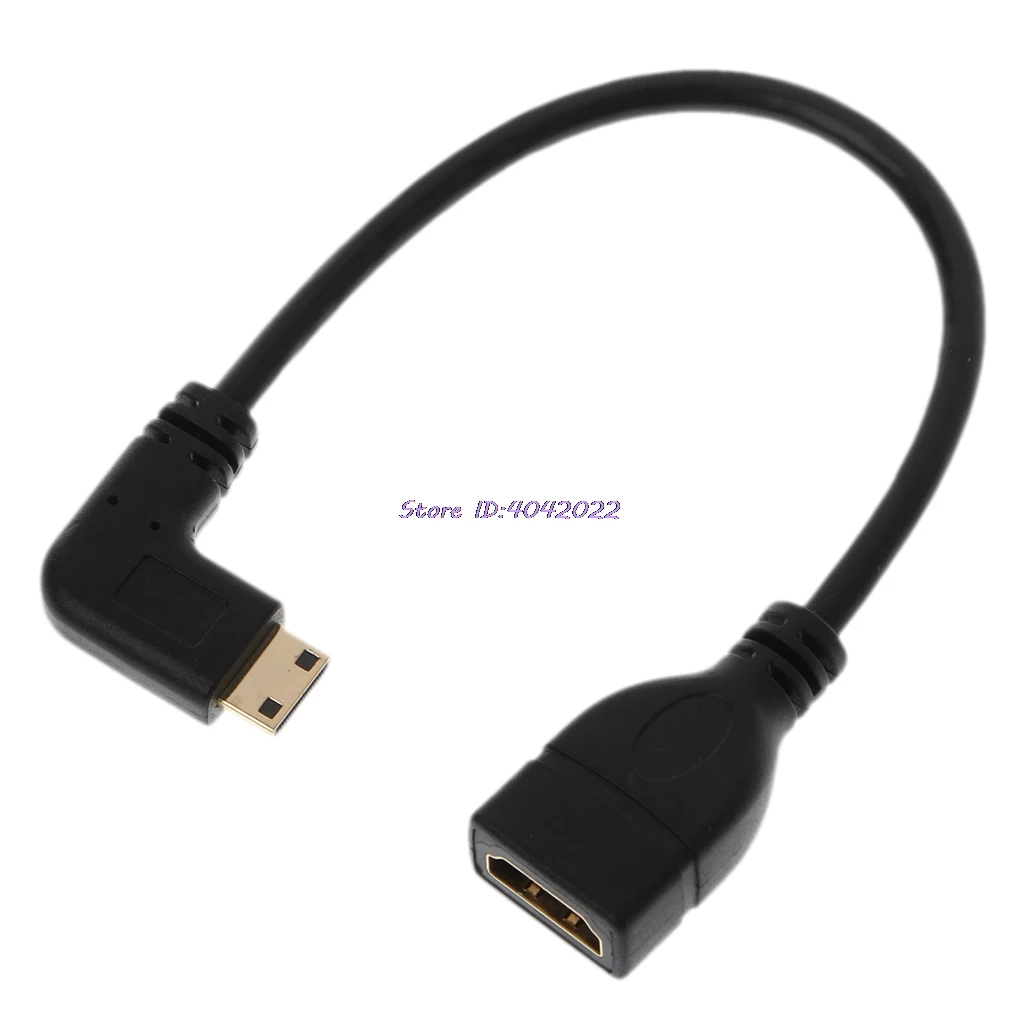 angled direction R 90 градусов угловой мини-usb HDMI Мужской к HDMI Женский удлинитель Кабель для передачи данных 21 см - Цвет: angled direction R