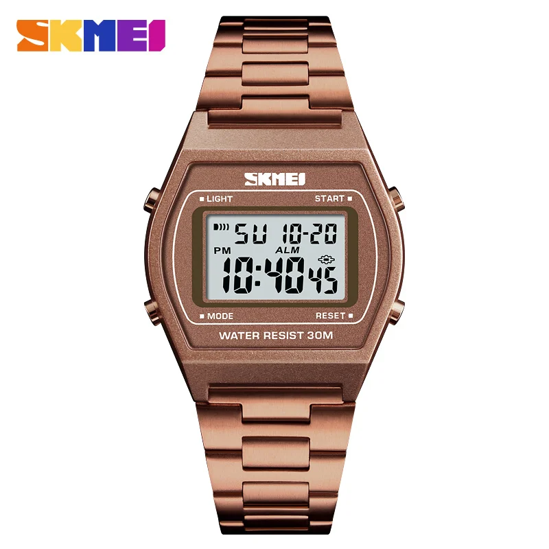 Pink White watch SKMEI Для мужчин модные уличные SportLuxury цифровые часы секундомер сплав ремень Бизнес работать 12/24 часов Saat Relogio Masculino 1328 - Цвет: Pink White watch