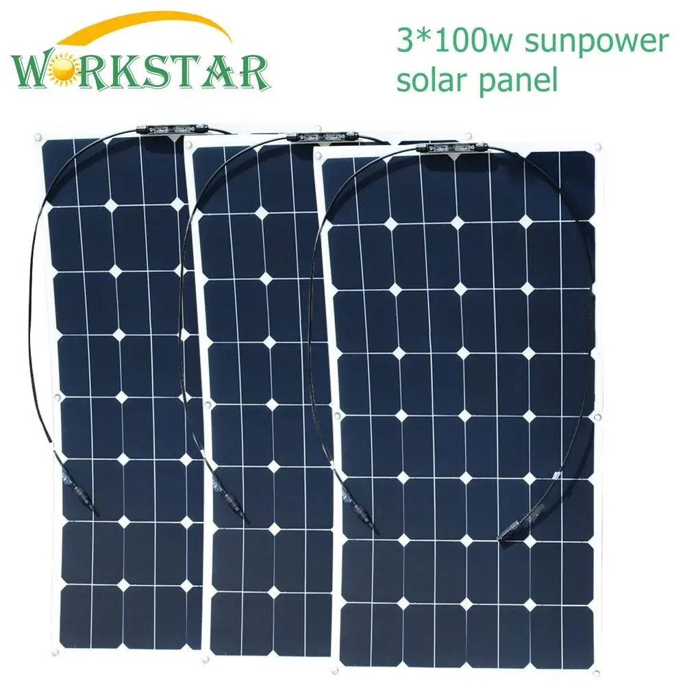 Workstar 3*100 Вт Солнечная энергия гибкие солнечные панели 18 в 100 Солнечное модульное
