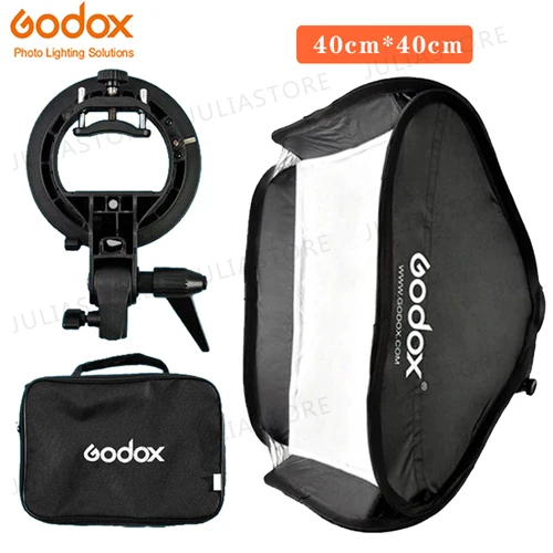 40x40cm with S type Софтбокс Godox Flash Kit 80 см* 80 см/60 см* 60 см/40 см* 40 см+ кронштейн типа S для студийной съемки - Цвет: 40x40cm with S type