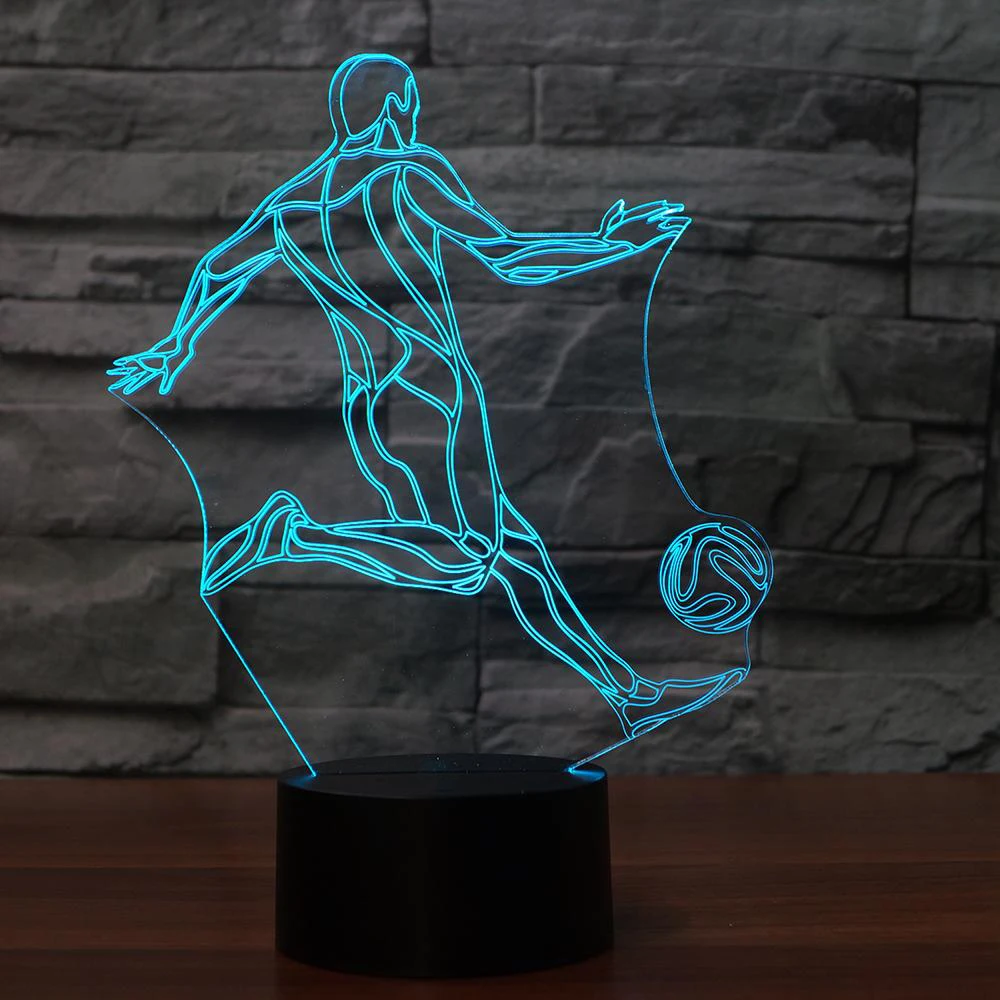 7 цветов 3D светодиодный светильник сенсорный выключатель игровой футбольный