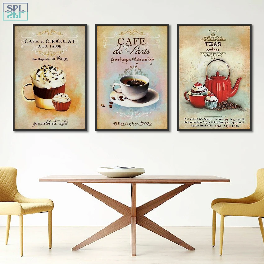 SPLSPL Abstract Ornamentation Retro Kitchen Room Decor Coffee Dessert Wall Art A4 Print Canvas Poster and Painting | Дом и сад