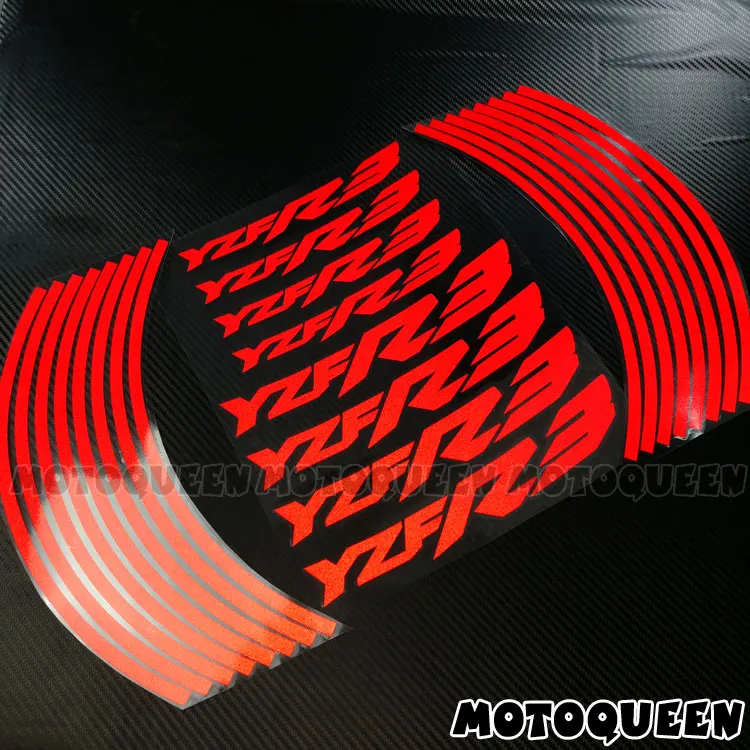 R3 Reflective Red 16 шт. полоски 8 X пользовательские наклейки для обода колеса мотоцикла светоотражающие наклейки полосы мотоцикл велосипед для YAMAHA YZF R1 R3 R6 YZFR1 - Цвет: R3 Reflective Red