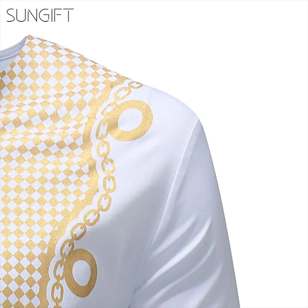 SUNGIFT Африканский Традиционный Мужской Топ Дашики с длинными рукавами афро-стиль Африканский узор плюс размер футболка мужская одежда с причудливым рисунком