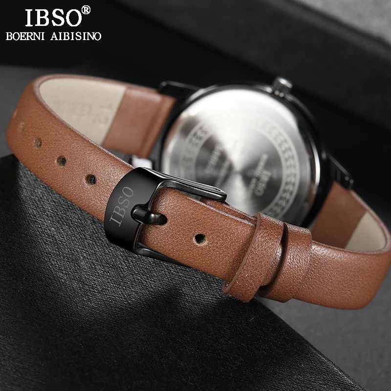Часы наручные IBSO женские с тонким ремешком Модные Аналоговые кварцевые кожаным #