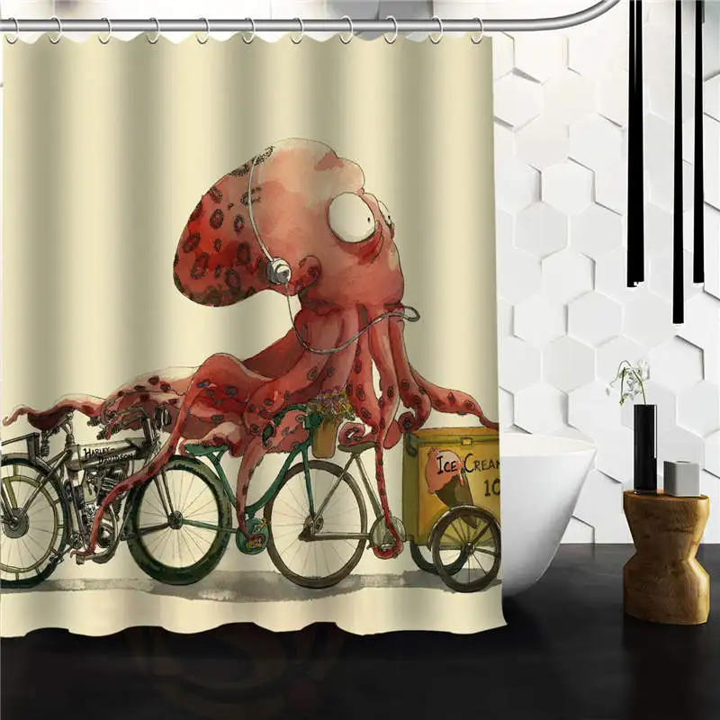

New Classical Design Bathroom Waterproof Modern Shower Curtain Print Art Vintage Octopus Bath Curtains 48x72 60x72 66x72
