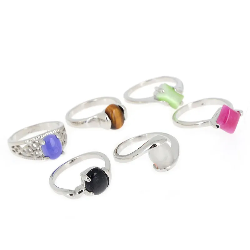 Лот 10 шт винтажные серебряные цветные маленькие геометрический Природный камень