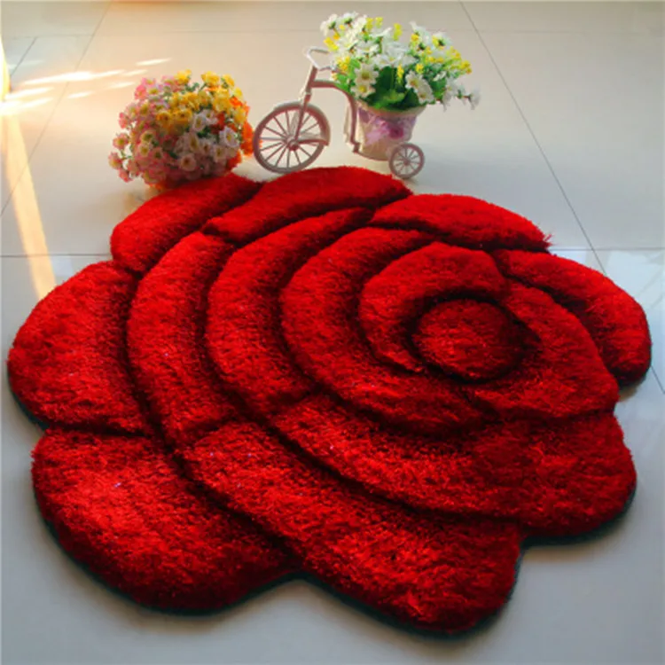 Rose Flower Shape Carpets for Living Room Tapete Sofa Table Floor Mat Bedroom Home Wedding Decoration Bedsize Rugs Drop Shipping