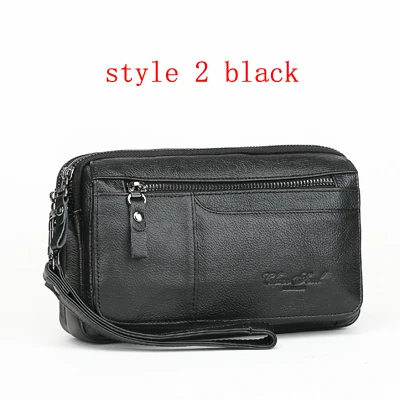 style 2 black Мужской клатч, кошелек, настоящий модный кожаный бумажник, Мужской органайзер, чехол для телефона, клатч, Длинный кошелек для монет и сумки - Цвет: style 2 black