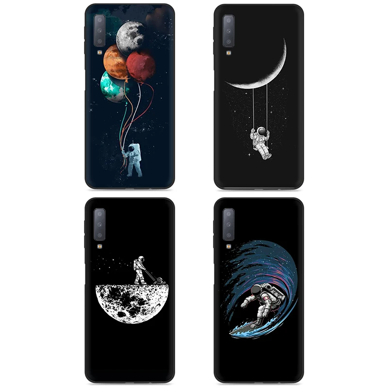 Space Love Луна астронавт мягкий чехол для мобильного телефона чехол для samsung Galaxy A6 7 8 9 A10 30 40 50 70 J6