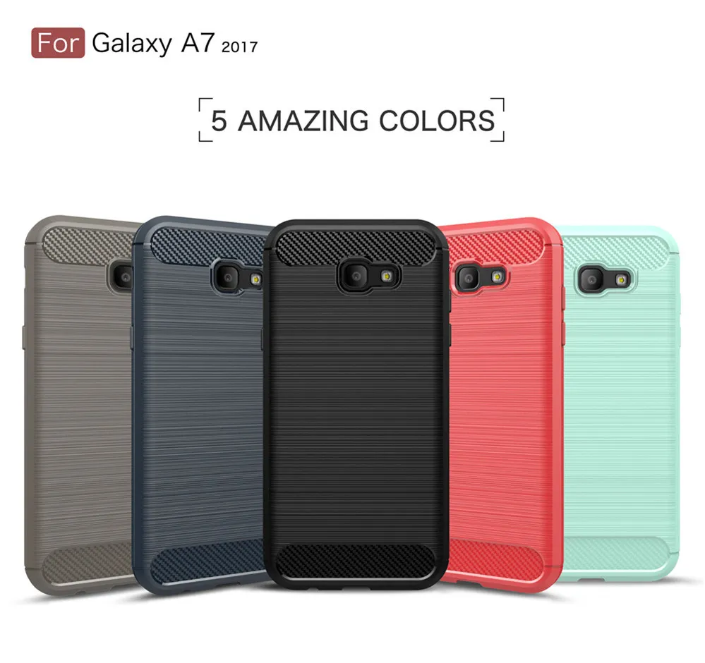 Для Samsung Galaxy A7 2017 [углеродного волокна] 2in1 мода Премиум матовый Панцири ТПУ Мягкая