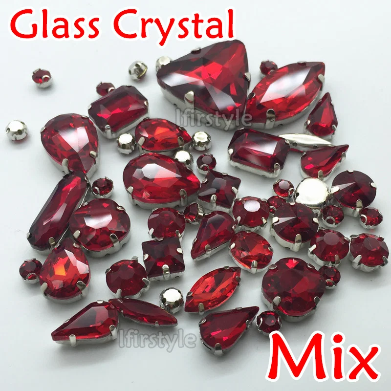 Стеклянный фантазийный камень Siam Red цвета с когтистой оправой для пришивания Navette Teardrop Rivoli Rectangle Oval Many Shapes Sewing Crystals.