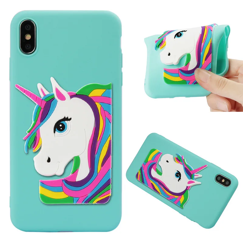 3D милый единорог мультфильм патч Телефон чехол для iphone 7 6 6s 8 plus карамельный цвет
