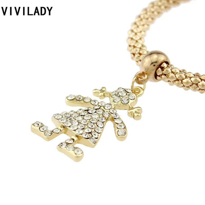 VIVILADY новинка Pulseira 3 шт. кристаллы AAA стразы подвеска для девочек эластичная