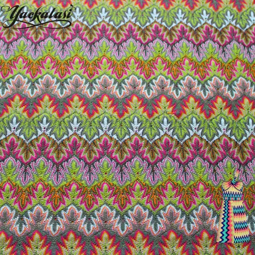 Color YACKALASI Zig Zag Вязаные кружевные ткани 1 метр для платья волнистые полосатые крючком сетчатые ткани Diy модная ткань кленовый лист 150 см в ширину - Цвет: Color