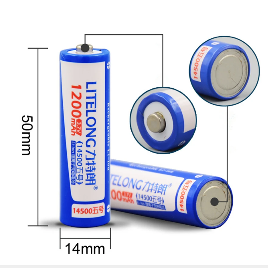 8 шт./лот большая емкость 3 7 V 14500 литиевая батарея 1200mAh AA аккумуляторная |