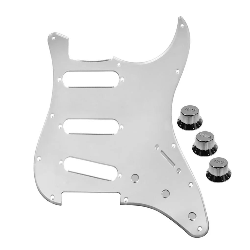 FLEOR серебряное зеркало гитарная накладка SSS 11 Отверстие 2T1V ручки для ST Аксессуары