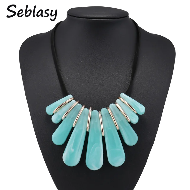 Seblasy 3 цвета Новые Яркие ювелирные изделия черная кожаная цепочка геометрический