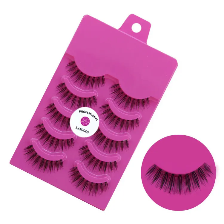 LASGOOS 5 пар натуральные накладные ресницы &quotкрест-накрест&quot полоски короткие 10 мм