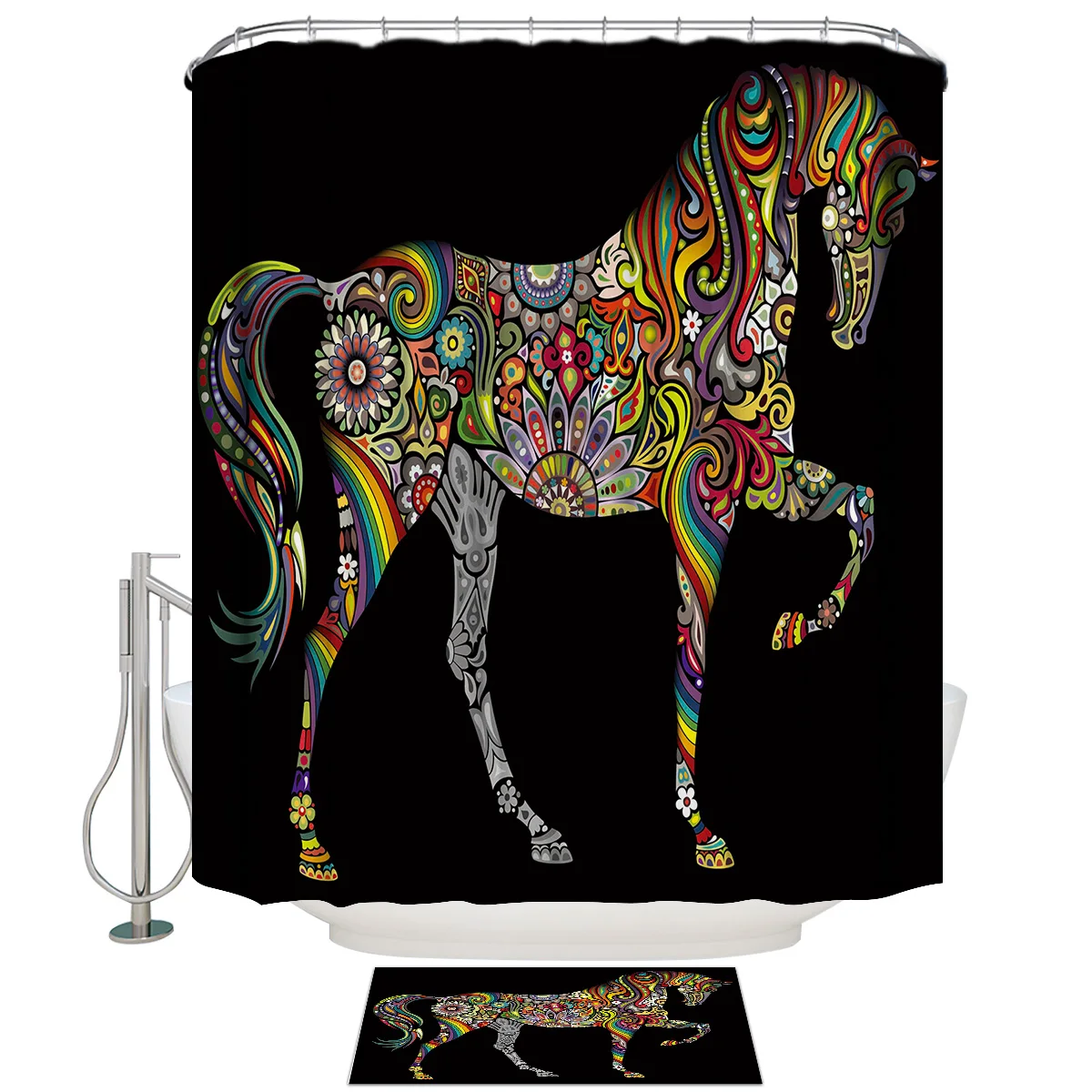 Цветные комплекты для ванной с изображением лошади занавески душа аксессуаров комнаты набор декора
