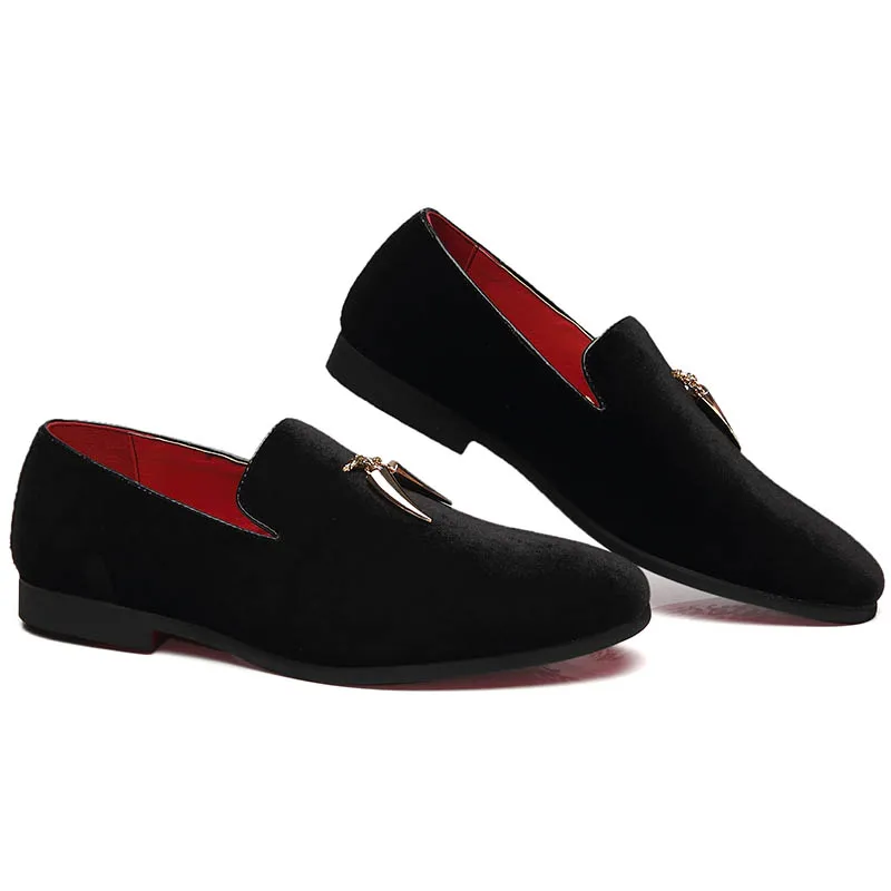 2019 Men Velvet Loafers Slip-on Flats Gold Tooth Decoration Plus Size EU37-48 Casual Shoes Black Burgundy Royal Blue | Обувь
