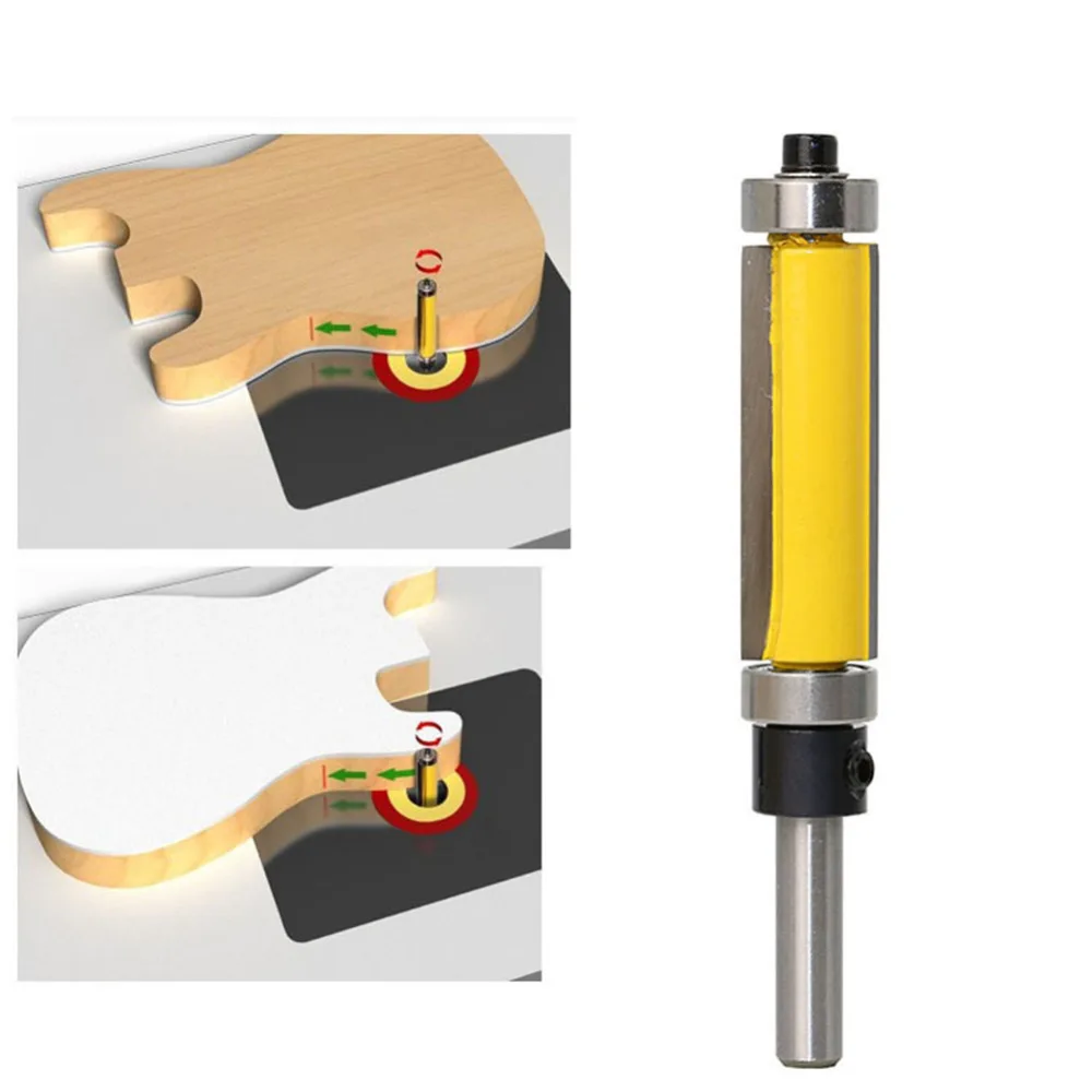1/4 Inch Shank 1/2 Flush Trim Router Bit Woodworking Milling Cutter Double Bearing Trimming Knife Tool | Инструменты
