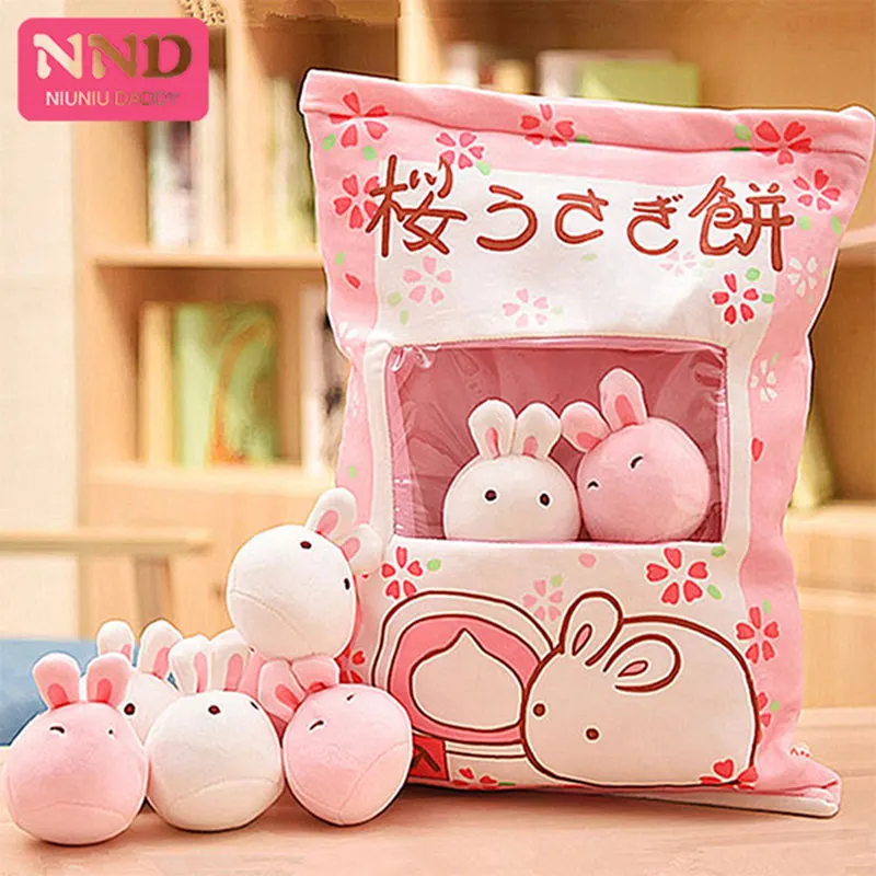 rabbit Niuniu, плюшевая подушка для еды, 45*40 см, единорог, динозавр, игрушки, моделирование, еда, мягкие Кляпы в форме шариков, пудинг, сумка, Kawaii, подушка, подарок для девочки - Цвет: rabbit