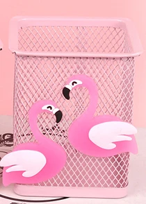 Flamingoes Pink Unicorn Cactus Flamingo Square Desktop Pen Holder Office School Metal Makeup Brush Storage Case Desk Pen Pencil Organizer - Цвет: Flamingoes
