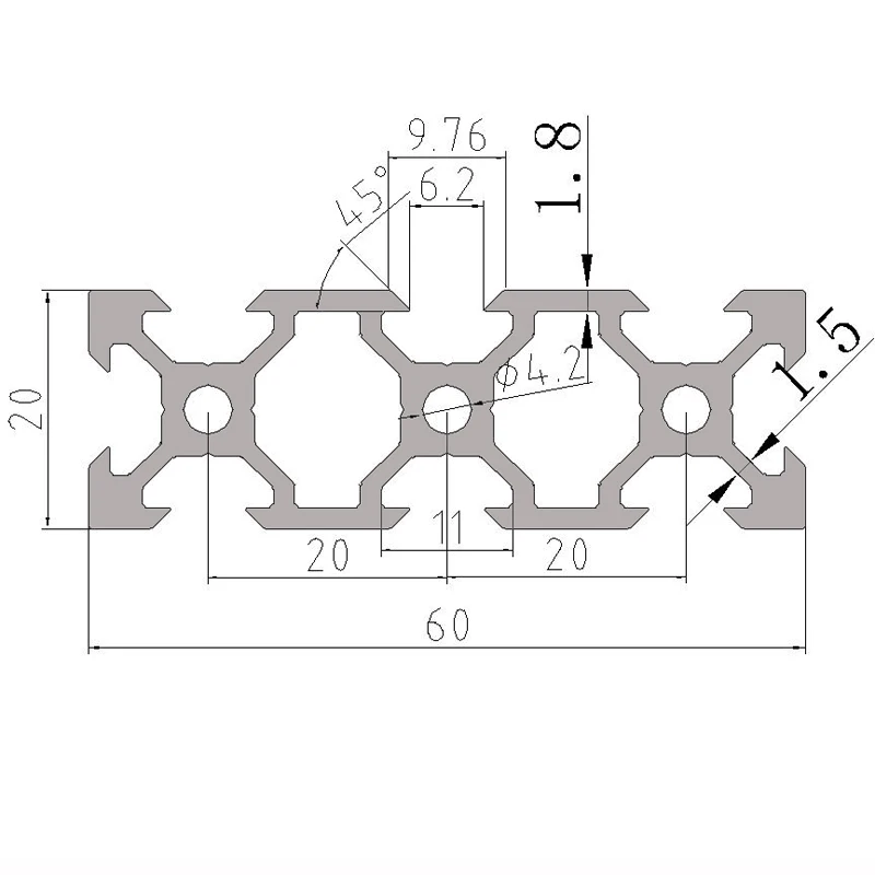 BoDanLi черный или белый европейский стандарт промышленный 2060 v-slot 2018 3d принтер