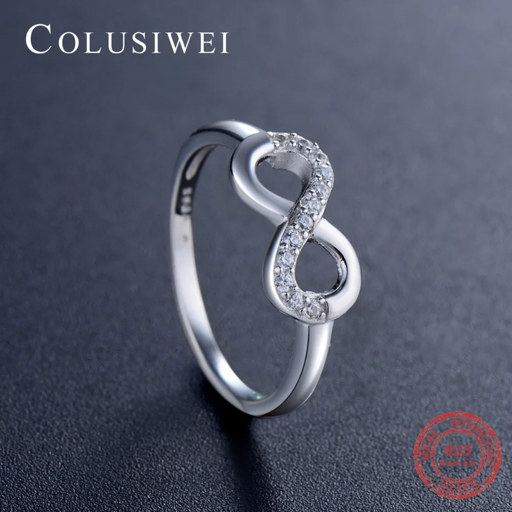 COLUSIWEI 100% твердый 925 Серебряное кольцо 2018 модные Бесконечная любовь ювелирных