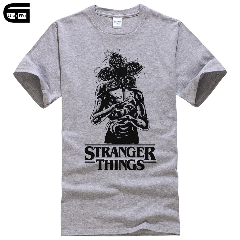 gray New Street Brand Stranger Things T Shirt Men Funny Strange Demogorgon T-shirt Summer Short Sleeve Print Tee Male Clothing T214 - Цвет: gray