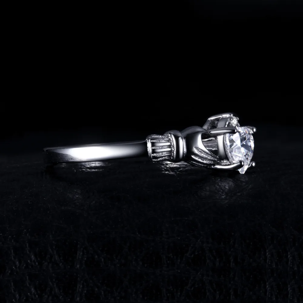 JewelryPalace Heart 0.7ct Irish Claddagh Sona Created Birthstone Promise Ring For Women 925 Sterling Silver Jewelry | Украшения и