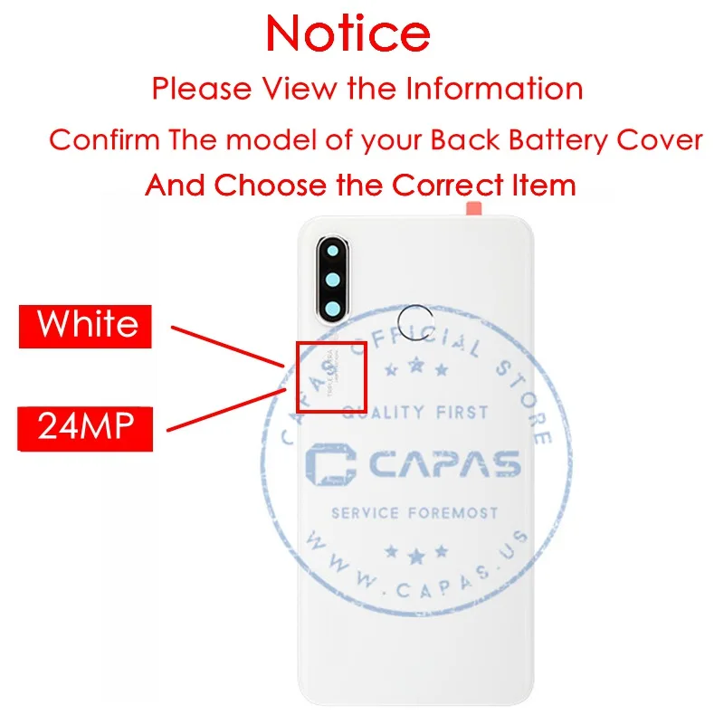 White 24MP Для huawei P30 Lite крышка батареи+ камера Стекло Объектив 24MP/48MP для huawei nova 4e задняя дверь Замена Ремонт Запчасти - Цвет: White 24MP