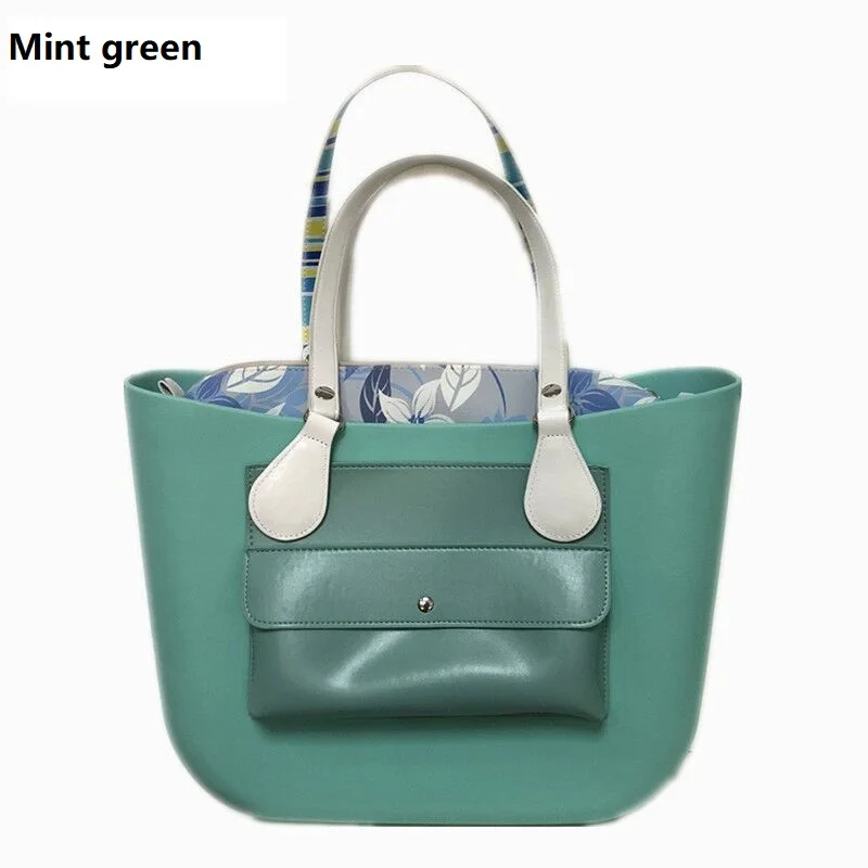 mint green Женский поводок, пляжная сумка с ручками, женская классическая отделка, мини модная силиконовая сумка для покупок, водонепроницаемая вечерняя сумка - Цвет: mint green