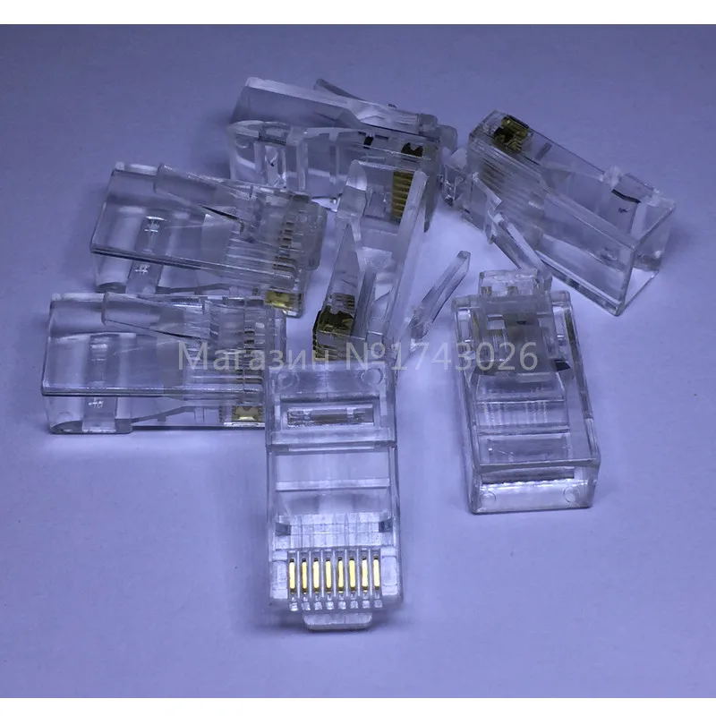 100 шт. штепсельная вилка RJ45 с кристаллической головкой Cat5 модульная сетевой