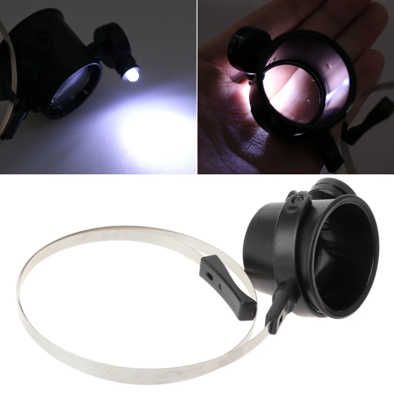 Практичный 10X светодиодный Hands Free Eye Loupe ювелирные изделия Часы Ремонт Держатель лупы N11_B
