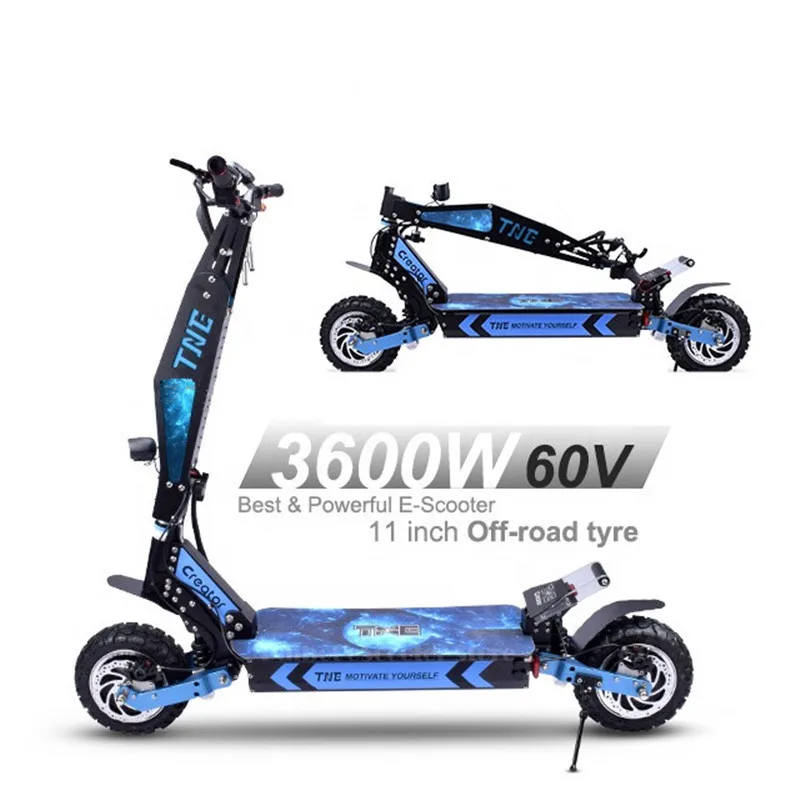 Мощный электрический скутер 80 км/ч толстой шины 11 дюймов двойной двигатель 3600 Вт