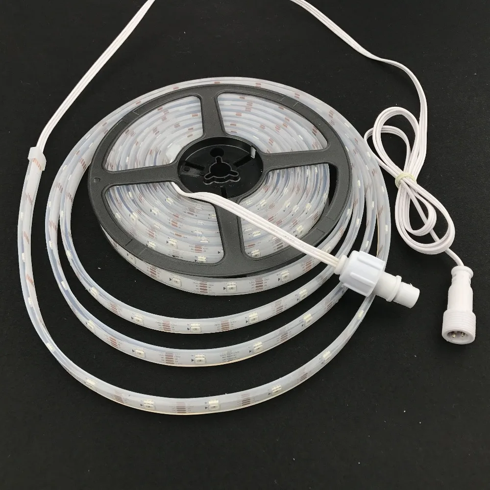30 светодиодный s/m; 5 м WS2815 DC12V Addressable RGB 5050 светодиодный полосы; заполнение эпоксидной смолой в трубке; IP68; белая печатная плата; с 2 м xсоединительным хвостом