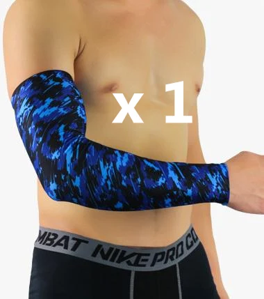 1 piece Blue Компрессионная манжета на руку баскетбола MTB фиксатор для руки налокотники для велосипедистов Чехлы спортивные поддерживает митенки для налокотники Защита от УФ-лучей - Цвет: 1 piece Blue