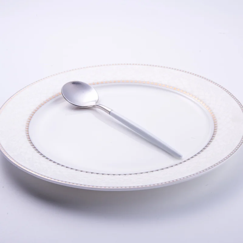 Silver Coffee spoon FRM белый утолщенный высококачественный матовый набор столовых приборов из нержавеющей стали, Западный Набор ножей и вилок, десертный нож и вилка, ложка - Цвет: Silver Coffee spoon