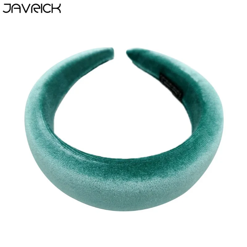 Green JAVRICK женская мягкая широкая губчатая повязка на голову блестящая бархатная Сладкая конфетная расцветка обруч для волос винтажные вечерние утолщенные Эластичные Головные уборы - Цвет: Green