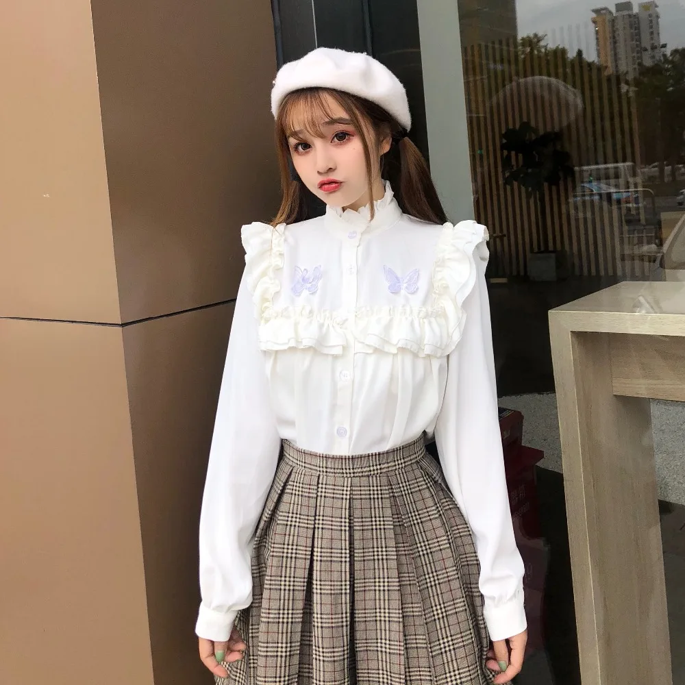 

Shirt Women 2019 New Bow Long Sleeve Chiffon Shirt Lap top White Shirt Top Korean Fashion Ladies Tops Student Harajuku Blouse