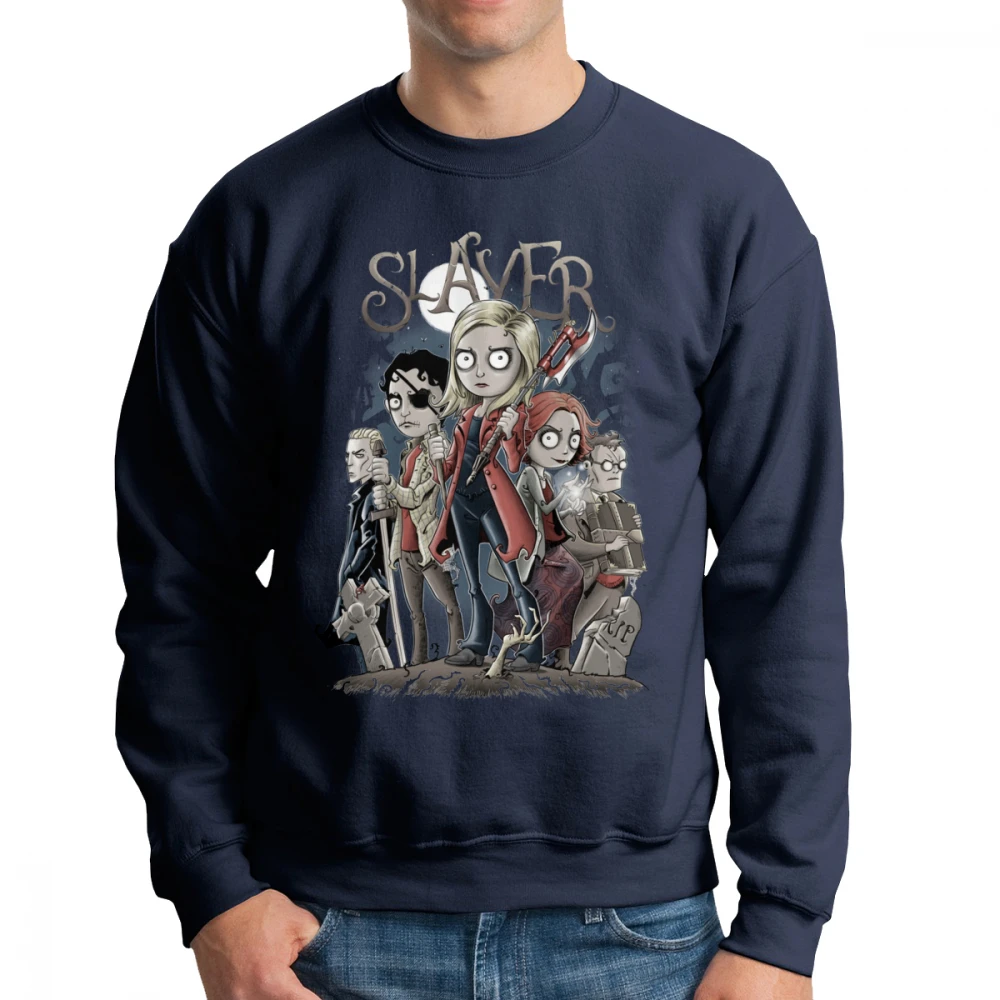 Buffy Охотник на вампиров Толстовка для мужчин длинный рукав Досуг Хлопок Crewneck винтажный пуловер